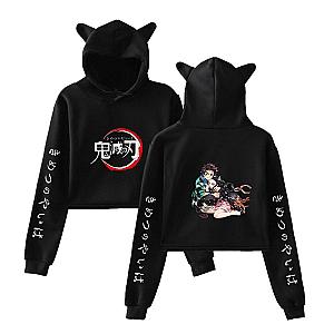 Kimetsu no Yaiba Crop Top Hoodie  Tanjiro Protecting Nezuko Official Merchandise