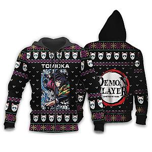 Demon Slayer Hoodie Shop - Giyu Tomioka Ugly Christmas Zipped Hoodie