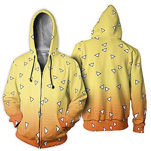 Demon Slayer Hoodie Shop - Zenitsu Agatsuma 3D Uniform Zipped Hoodie