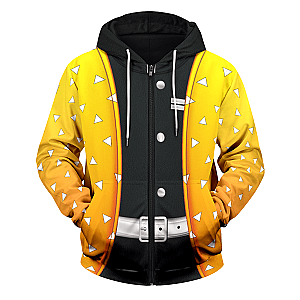 Demon Slayer Hoodie Shop - Zenitsu Unisex Zipped Hoodie