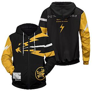 Demon Slayer Hoodie Shop - Thunder Zenitsu Unisex Zipped Hoodie