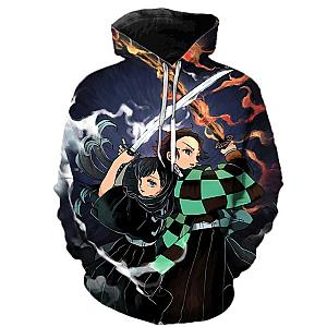 Tanjiro and Muchiro 3D Pullover Hoodie