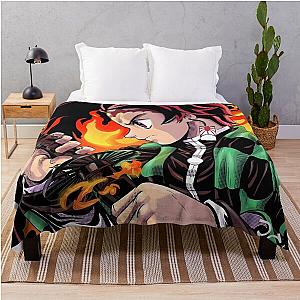 Demon Slayer Blanket - Fiery Flame Slayer Design Throw Blanket