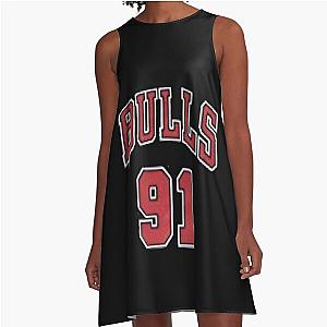 Dennis Rodman Fan Art 90s Chicago Bulls Vintage Pippen A-Line Dress