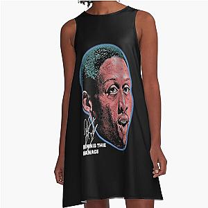 Dennis Rodman Vintage Bootleg Retro 90s Rap Tee, dunk mj 23 michael air jordan sport legend scottie A-Line Dress