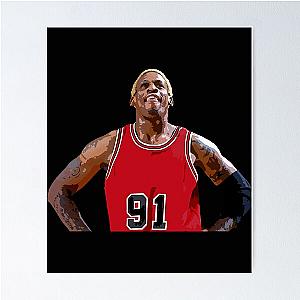 Dennis Rodman 90s Chicago Bulls Pippen Vintage Poster