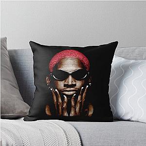 Dennis Rodman Chicago Bulls Vintage 90s NBA Rap Tee Throw Pillow