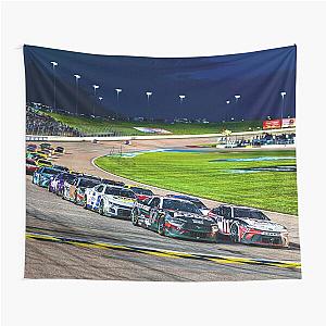 Chris Buescher and Denny Hamlin leading the pack at Kansas Speedway