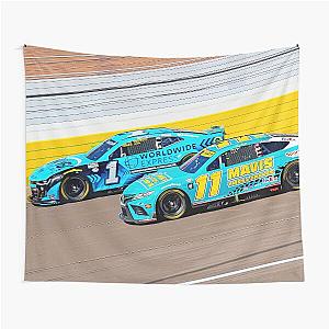 Denny Hamlin Fighting Ross Chastain 2023 Tapestry
