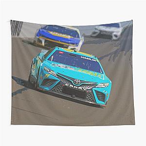 Denny Hamlin Fighting on the Track Tapestry