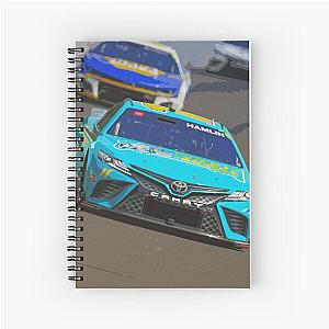 Denny Hamlin fights on track Spiral Notebook
