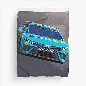 Denny Hamlin Fighting On Track Duvet Cover