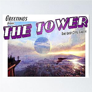 Destiny Inspired 'Greetings from The Tower' Vintage  Retro Postcard Weathered Design Poster