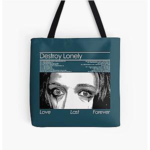 Vintage Destroy Lonely Love Last Forever Graphic Music Art BLK  All Over Print Tote Bag RB1910