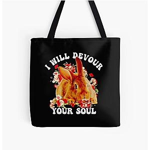 I will devour your soul easter bunny all over print tote bag