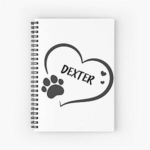 Dexter pet dog or cat name in a heart with a paw, great gift for dog or cat owners Spiral Notebook