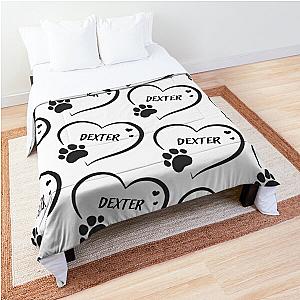 Dexter pet dog or cat name in a heart with a paw, great gift for dog or cat owners Comforter