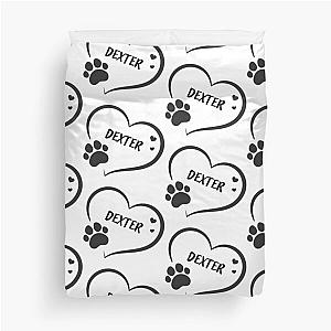 Dexter pet dog or cat name in a heart with a paw, great gift for dog or cat owners Duvet Cover