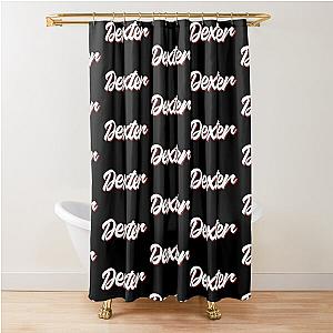 Retro Dexter Name Label (Black) Shower Curtain