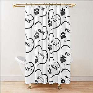 Dexter pet dog or cat name in a heart with a paw, great gift for dog or cat owners Shower Curtain