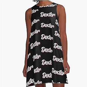 Retro Dexter Name Label (Black) A-Line Dress