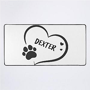 Dexter pet dog or cat name in a heart with a paw, great gift for dog or cat owners Desk Mat