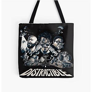 Distractible Merch Monochrome Distractible All Over Print Tote Bag