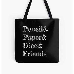 Pencil, Paper, Dice, Friends All Over Print Tote Bag RB1210