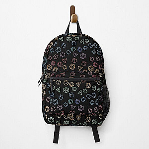 DnD Dice Rainbow on Black Pattern Backpack RB1210