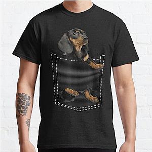 Dog In Pocket T-Shirts - Dog Lover - Cute Pocket Dachshund Classic T-Shirt RB1011