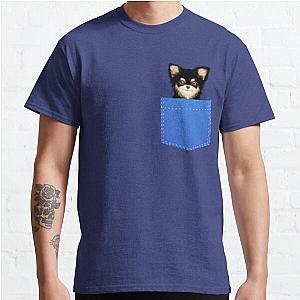 Dog In Pocket T-Shirts - Funny Chihuahua In A Pocket Cute Realistic Puppy  Classic T-Shirt RB1011