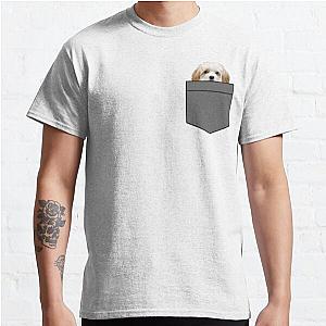 Dog In Pocket T-Shirts - Little Cavoodle in Grey Pocket Classic T-Shirt RB1011