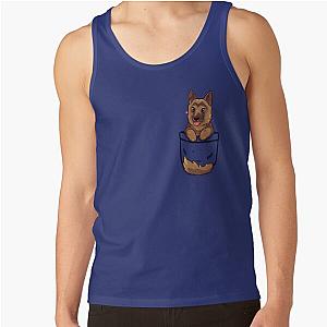 Dog In Pocket Tank Tops - Pocket Cute German Shepherd Alsatian Dog Tank Top RB1011