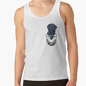 Dog In Pocket Tank Tops - Pocket Cute Black Labrador Tank Top RB1011