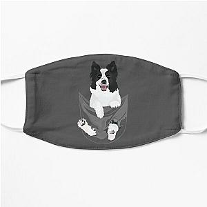 Dog In Pocket Face Masks - Border Collie Dog in a Pocket Flat Mask RB1011