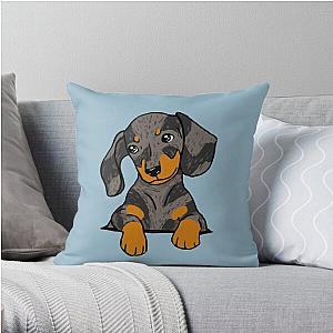 Dog In Pocket Pillows - Dapple Dachshund Puppy in Your Pocket Throw Pillow RB1011