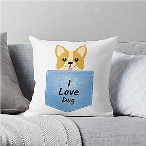 Dog In Pocket Pillows - Dog in pocket Throw Pillow RB1011