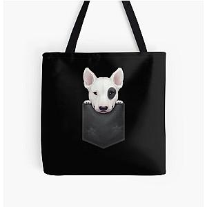 Dog In Pocket Bags - Bull Terrier in Chest Pocket All Over Print Tote Bag RB1011