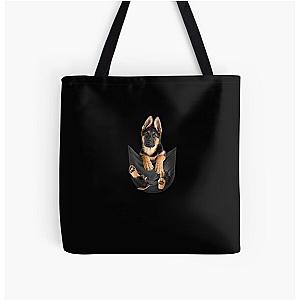 Dog In Pocket Bags - German Shepherd In Pocket Funny Dog Lover All Over Print Tote Bag RB1011