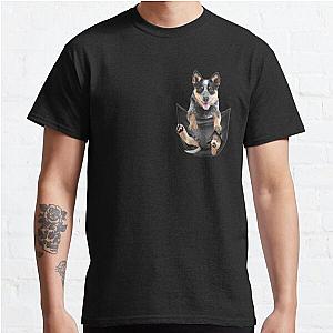 Dog In Pocket T-Shirts - Blue Heeler In Pocket Puppy T Classic T-Shirt RB1011