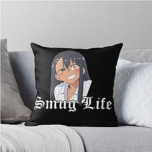 Smug Life Nagatoro white font Throw Pillow