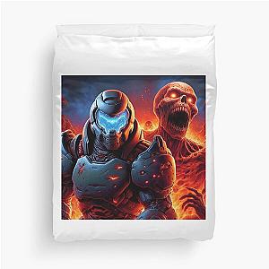 Blue Doom Guy with Demon Duvet Cover