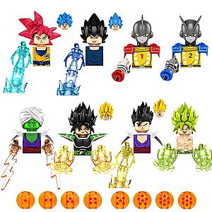8PCS/LOT Dragon Ball Anime Cartoon Goku Vegeta Buliding Blocks Action Figures Toys