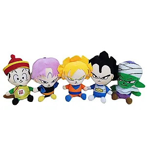 15cm 5Pcs Set Anime Dragon Ball Saiyan Goku Gohan Vegeta Buu Stuffed Toy Plush