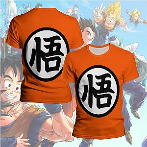Anime Dragon Ball Z Goku Symbol Round Neck T-shirt