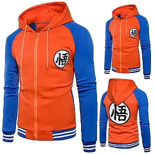 Cartoon Dragon Ball Cosplay Goku Kame Symbol Casual Baseball Jacket Zipper Hoodie