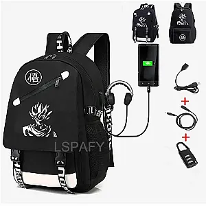 Dragon Ball Goku Luminous USB Charging Black School Backpacks