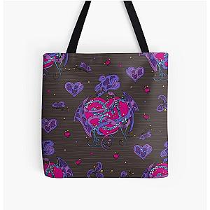Dragonheart Pattern Love and Magic Repeating Design All Over Print Tote Bag