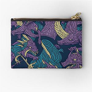 Mystical Draconia: A Pattern of Dragons in a Purple Pouch
