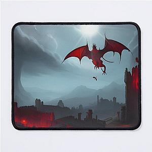 Red Dragons flying a medieval town Mouse Pad
